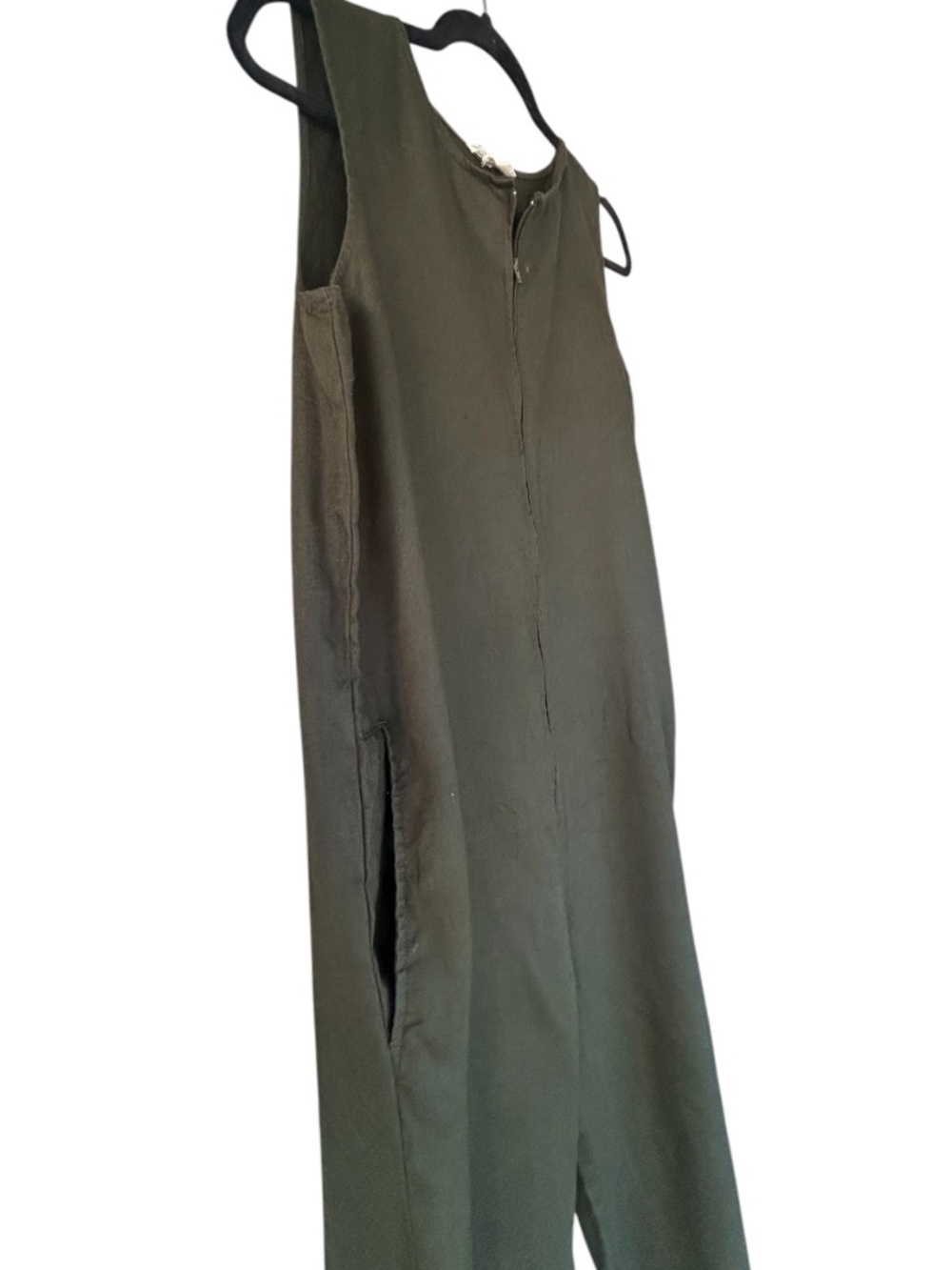 Eileen Fisher Organic Linen Jumpsuit Front Zip Sleeveless Size Small In Green - Picture 7 of 14